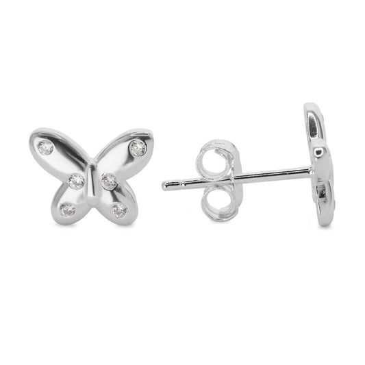 Aros de Plata - Mariposa Lisa con Circones