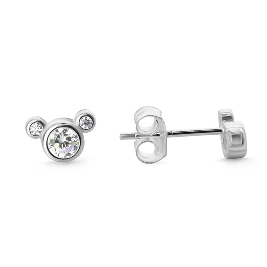 Aros de Plata 925 Diseño Mickey Mouse de Circón