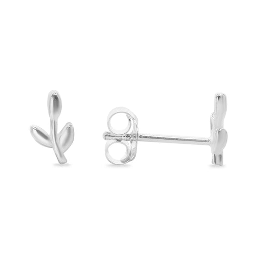 Aros de Plata - Mini Hojas de Laurel