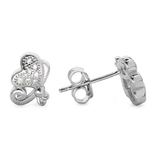 Aros de Plata 925 Diseño Perfil de Mariposa con Circones