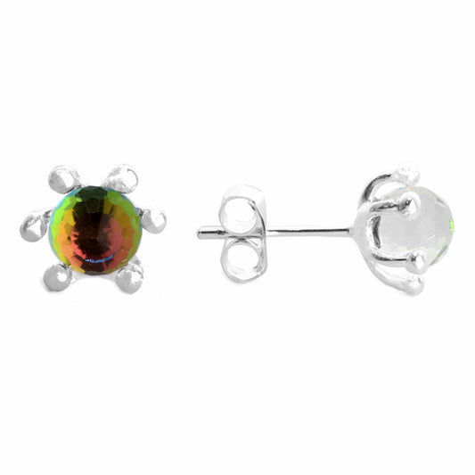 Aros de Plata 925 Diseño Pistilo Arcoíris