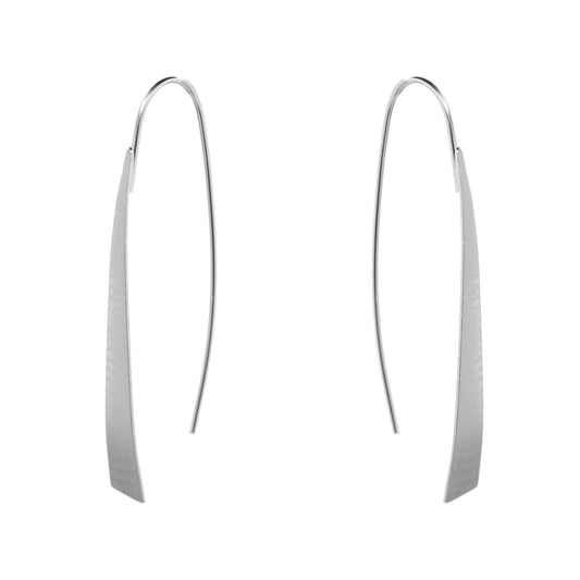 Aros de Plata 925 Diseño Placa Triangular Satinada con Gancho