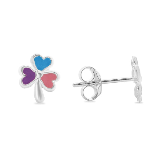 Aros de Plata - Treból  Esmaltado de Colores