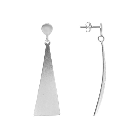 Aros de Plata 925 Diseño Triangular de Placas Satinadas