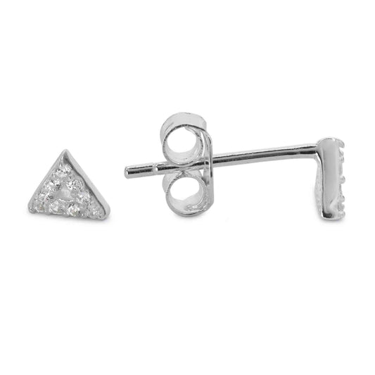 Aros de Plata 925 Diseño Triangulo con Circones