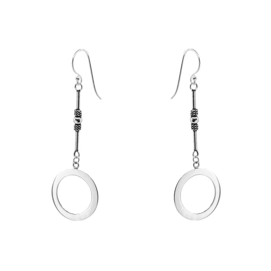Aros de Plata 925 Diseño Tribal con Argollas Lisas