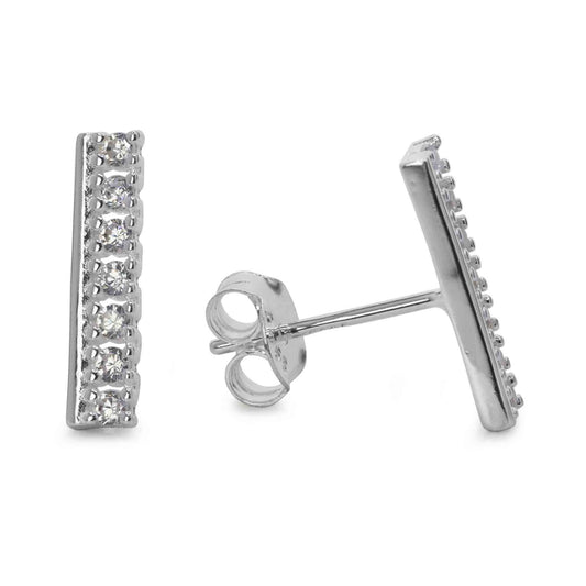 Aros de Plata 925 Diseño Varita con Circones