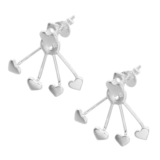 Aros de Plata Doble de Corazones
