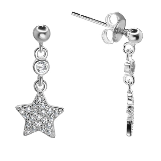 Aros de Plata 925 Esferas con Estrella de Circones