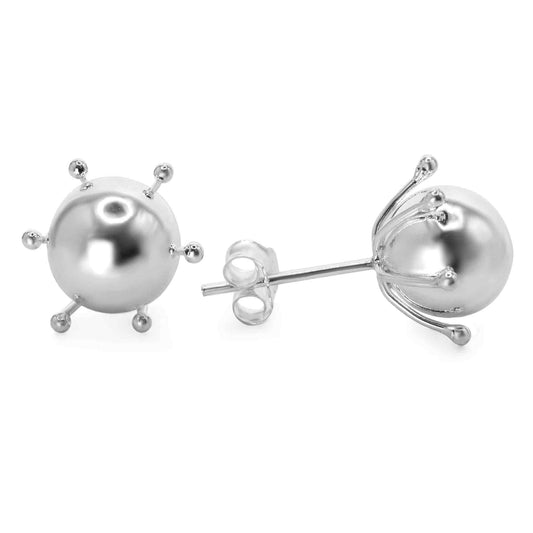 Aros de Plata Esferas con Pistilo 8 mm