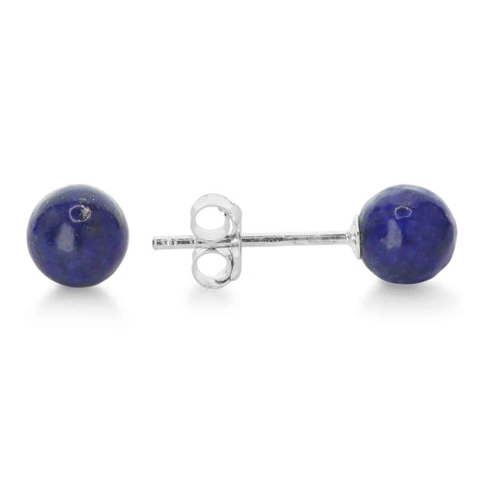 Aros de Plata Esferas de Lapislázuli 6 mm