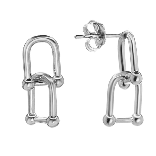 Aros de Plata 925 Eslabones Estilo Cadena