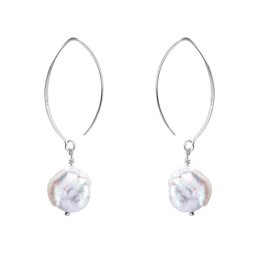 Aros de Plata 925 Estilo Argolla con Piedra Nácar