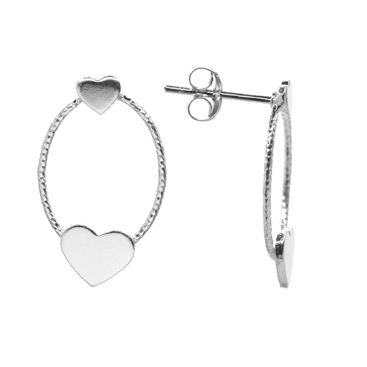 Aros de Plata - Argollas con Placas Corazón