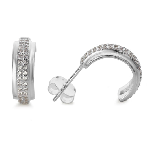 Aros de Plata 925 Estilo Argollas Semi Abiertas con Circones