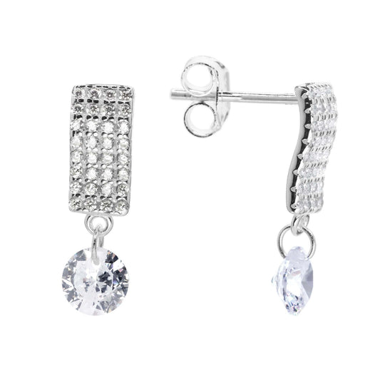 Aros de Plata 925 Estilo Banda con Circón y Circón Colgante