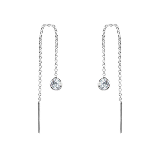 Aros de Plata 925 Estilo Cadena con Circón Sencillo