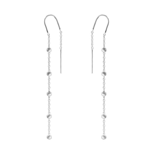 Aros de Plata 925 Estilo Cadena con Esferas