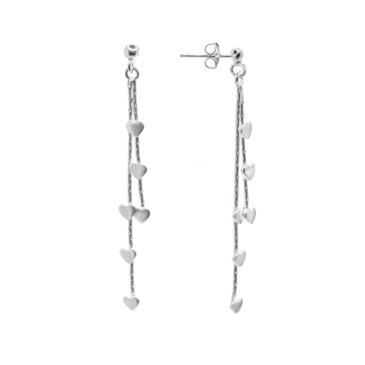 Aros de Plata 925 Estilo Cadena de Corazones Lisos