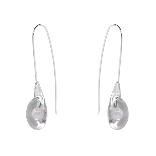 Aros de Plata 925 Estilo Flor con Perlas