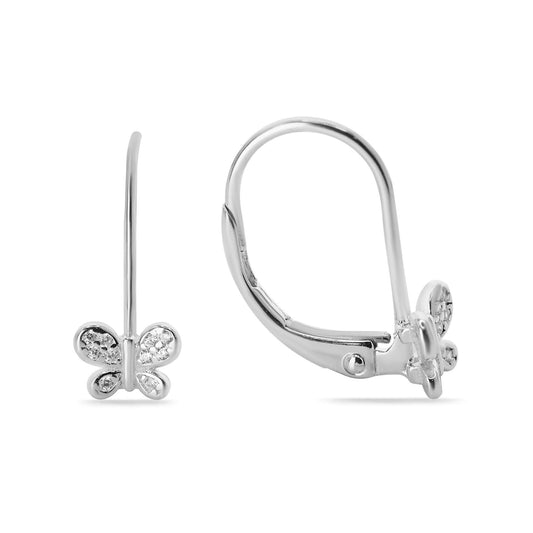Aros de Plata 925 Estilo Gancho Catalán con Figura Mariposa con Circones
