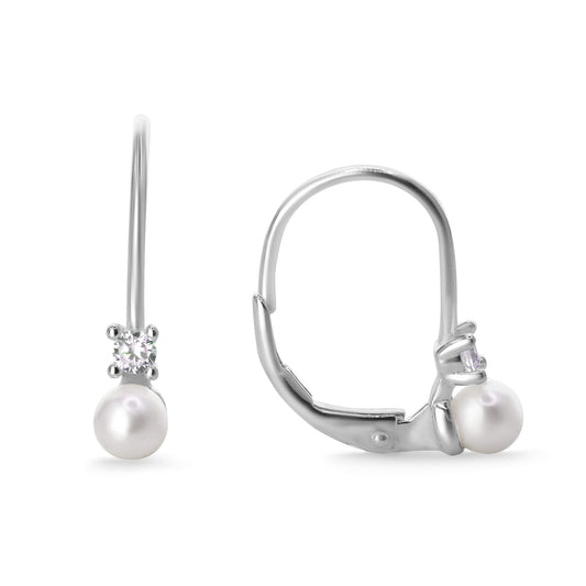 Aros de Plata 925 Estilo Gancho Catalán con Perla Imitación