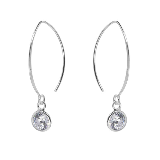 Aros de Plata 925 Estilo Gancho con Circón
