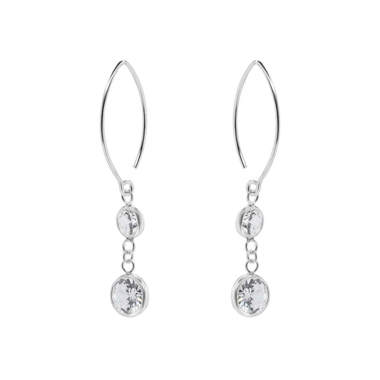Aros de Plata 925 Estilo Gancho con Doble Circón