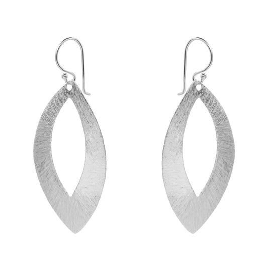 Aros de Plata 925 Estilo Hoja Satinada