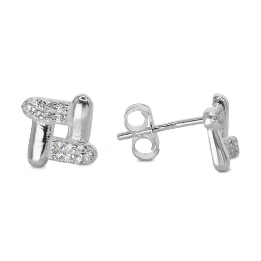 Aros de Plata 925 Estilo Marco con Circones