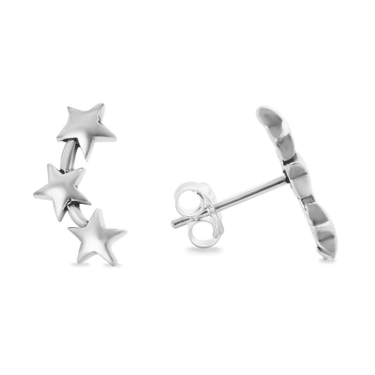 Aros de Plata 925 Estilo Trepador de Estrellas