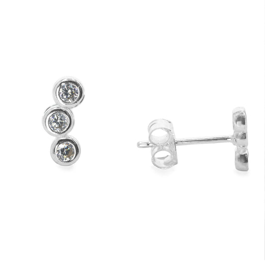 Aros de Plata 925 Estilo Trepador Triple Circón