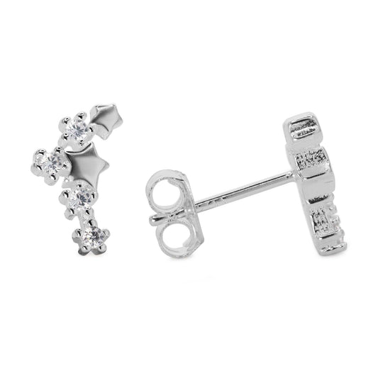 Aros de Plata 925 Estilo Trepadores Diseño Estrellas con Micro Circones