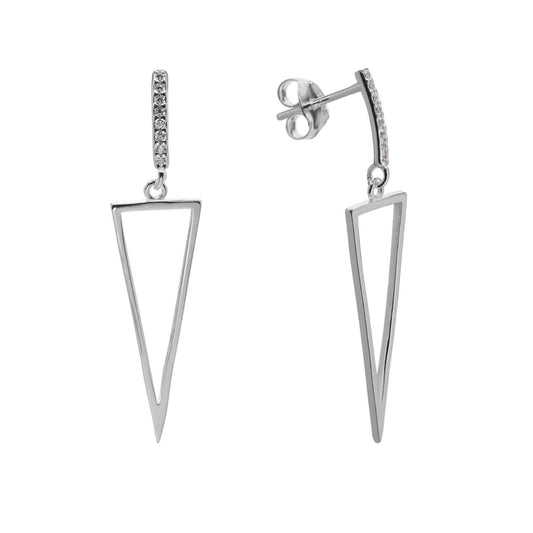 Aros de Plata 925 Estilo Triangular con Circones