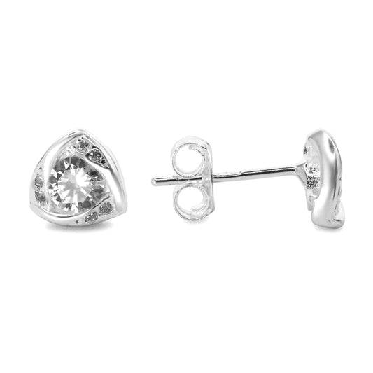 Aros de Plata 925 Estilo Triangulo con Aplicación de Circones