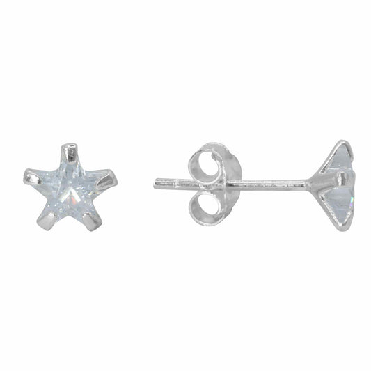 Aros de Plata 925 Estrellas de Circón 5 mm