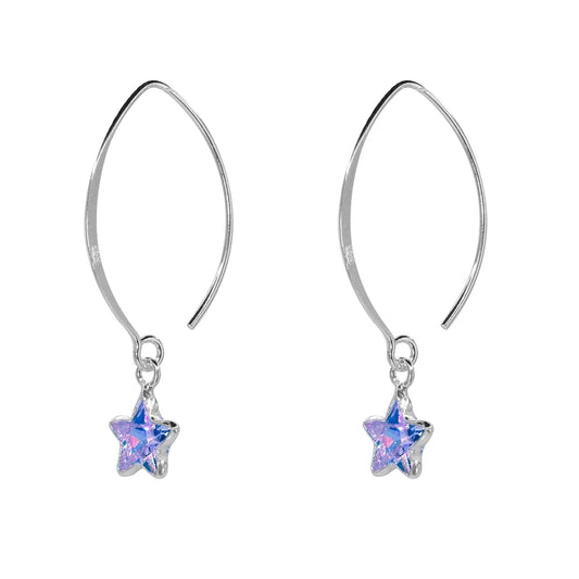 Aros de Plata 925 Estrellas de Circón Morado