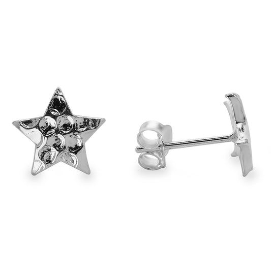 Aros de Plata Estrellas Martilladas