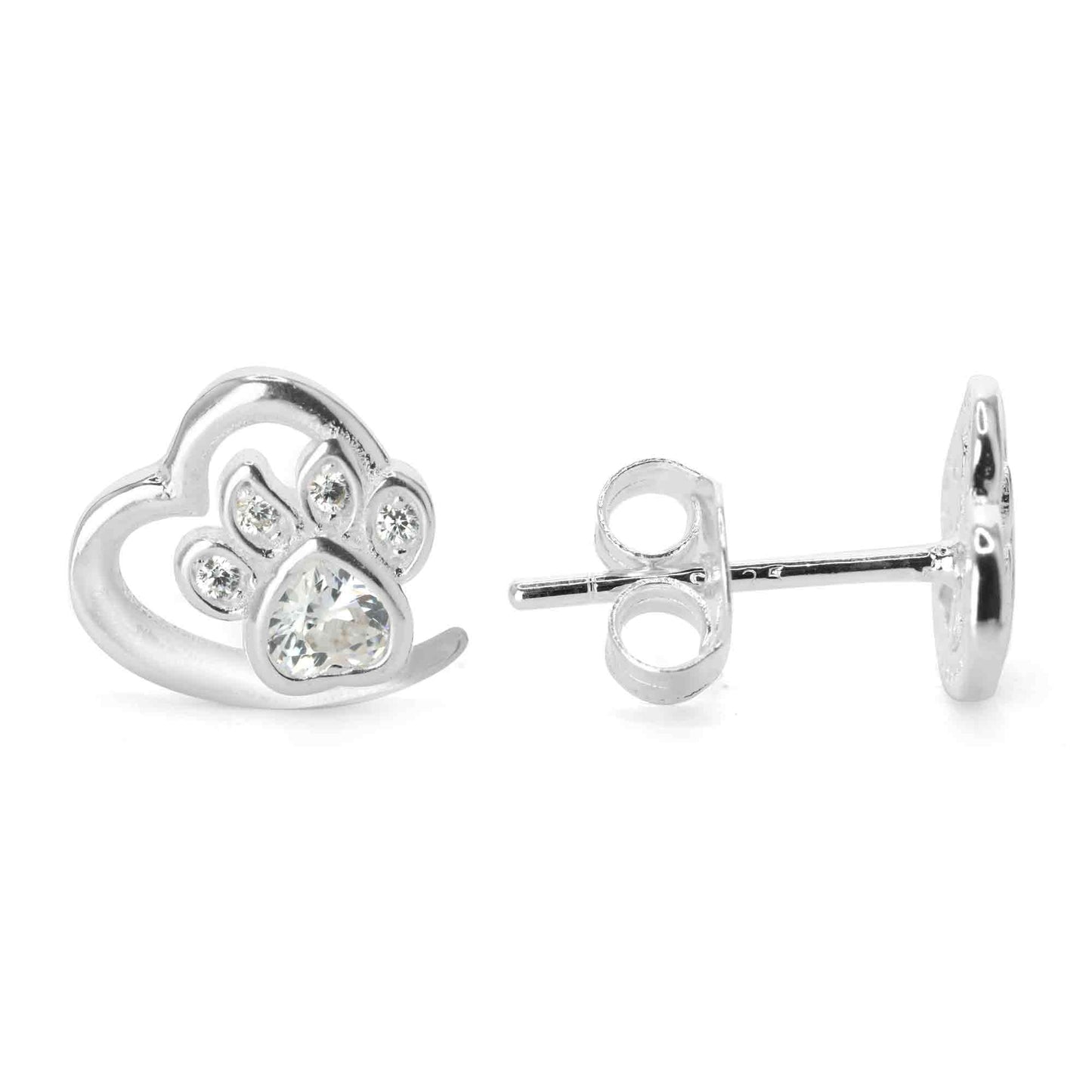 Aros de Plata 925 Figura Corazón y Huella Circón