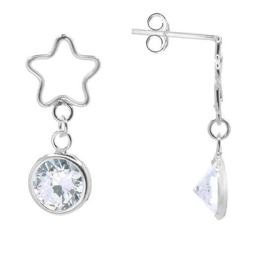 Aros de Plata 925 Figura Estrella con Circón