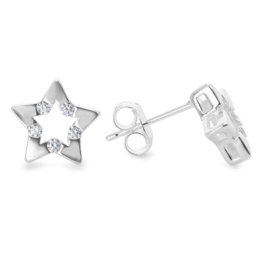 Aros de Plata 925 Figura Estrella con Mini Circones