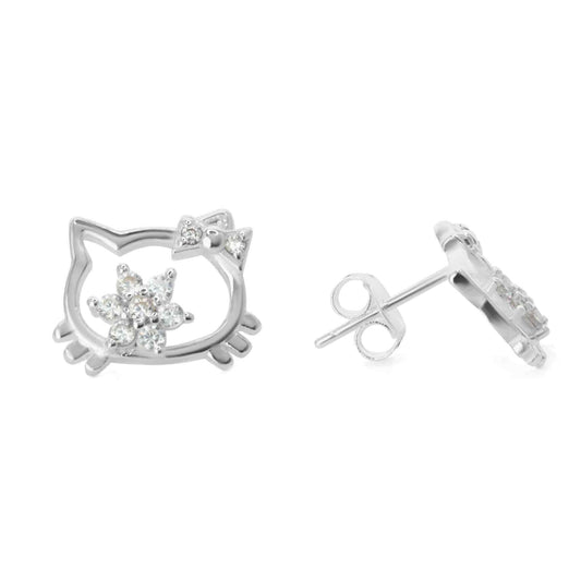 Aros de Plata 925 Figura Hello Kitty con Circones