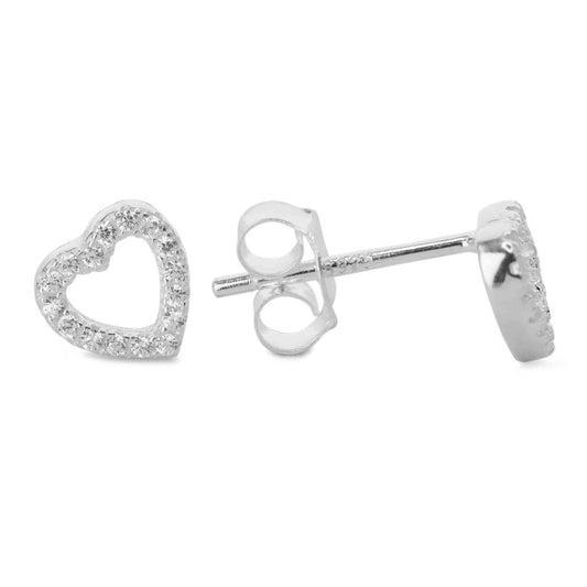 Aros de Plata 925 Figuras Corazón con Circones