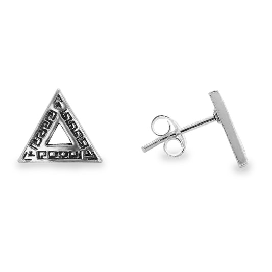 Aros de Plata 925 Figuras Triangulo con Grabado