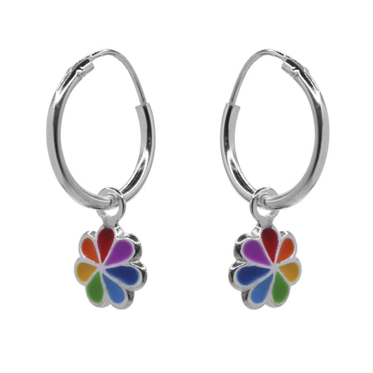 Aros de Plata 925 Flores Arcoíris