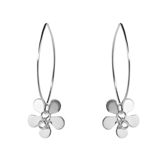 Aros de Plata 925 Flores Colgantes con Punto de Circón