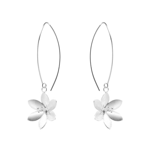 Aros de Plata 925 Flores de Cerezo con Pistilo