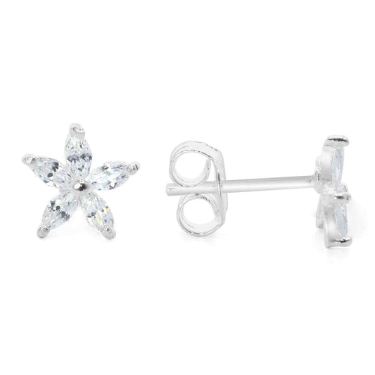 Aros de Plata 925 Flores de Circón 8 mm