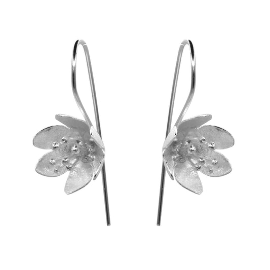 Aros de Plata 925 Flores de Melocotón y Pistilo -