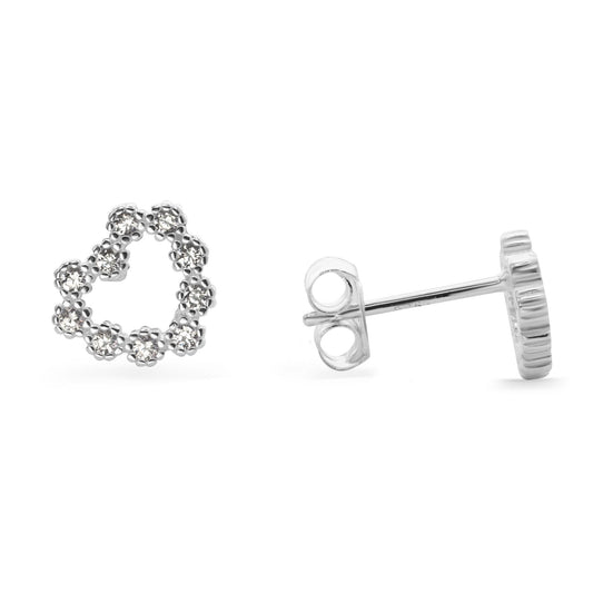 Aros de Plata 925 Forma Corazón con Serie de Circones